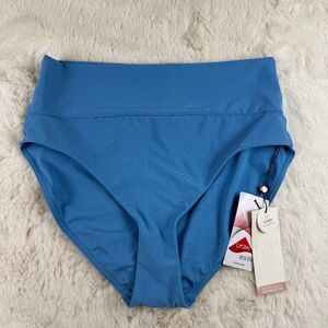 CALIA Wide Banded High Rise Swim Suit Bottom Tranquil Blue Women's Medium